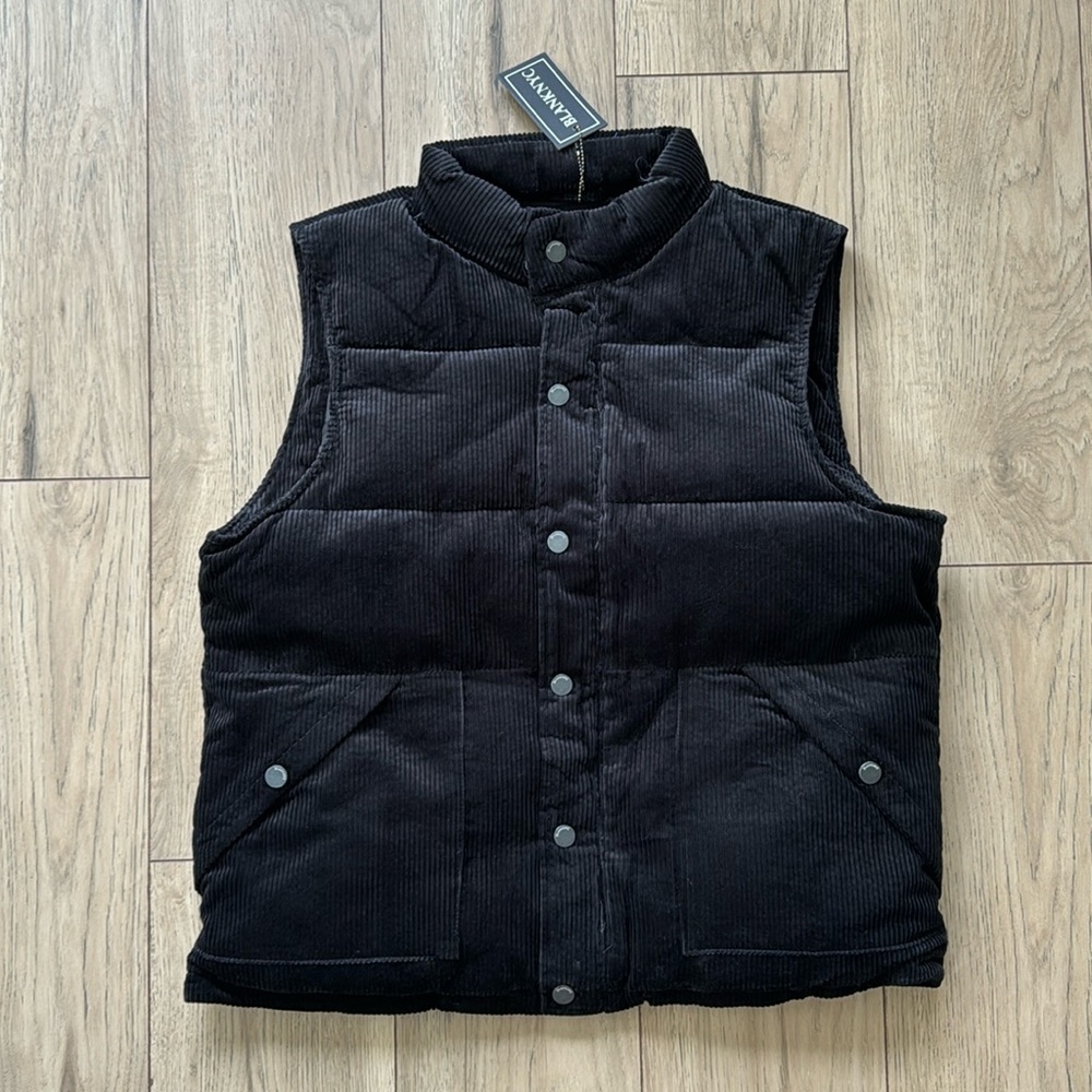 NWT Blank NYC Black Corduroy Sleeveless Puffer Jacket Women’s XL